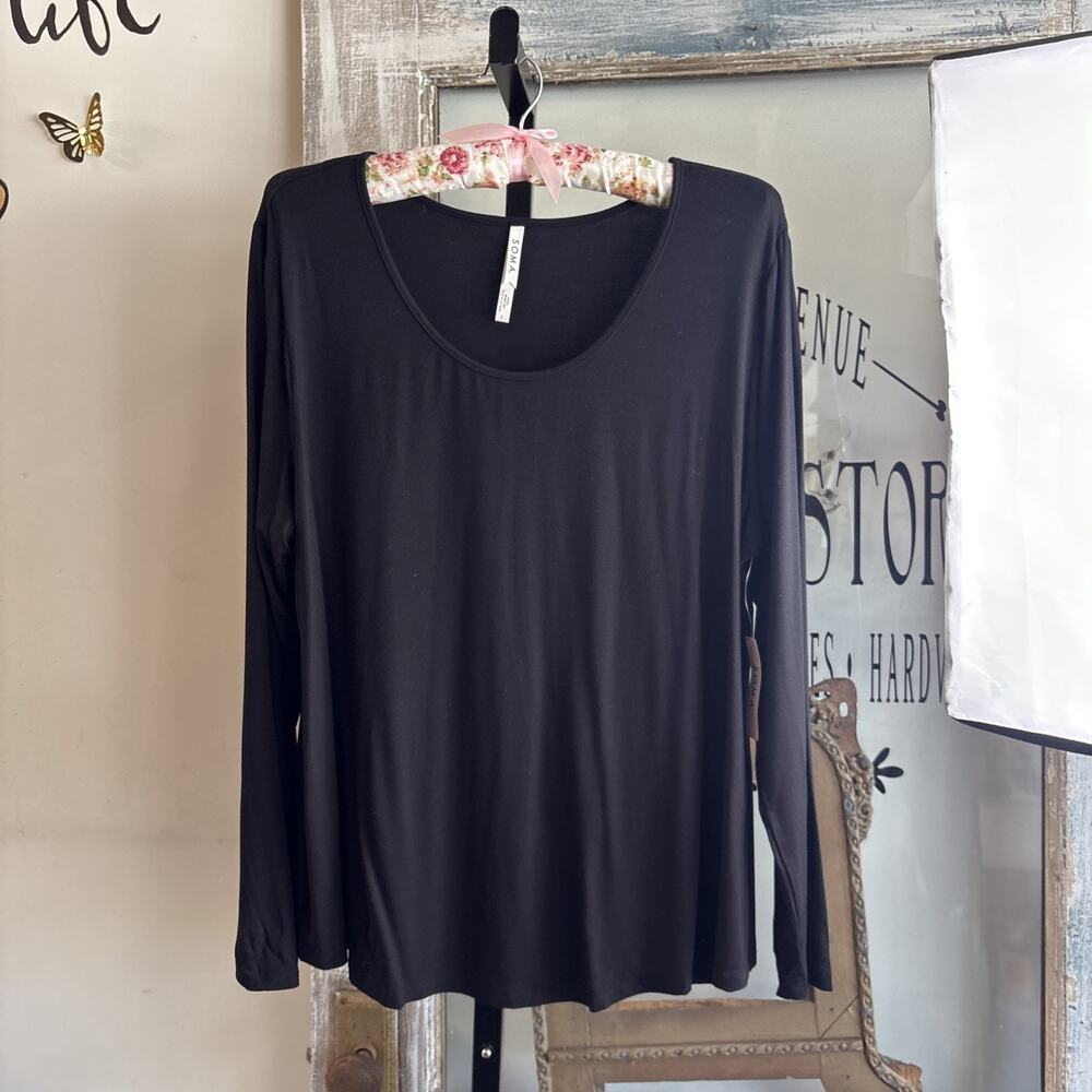 Soma Black Long Sleeve Lightweight Shirt Size Large